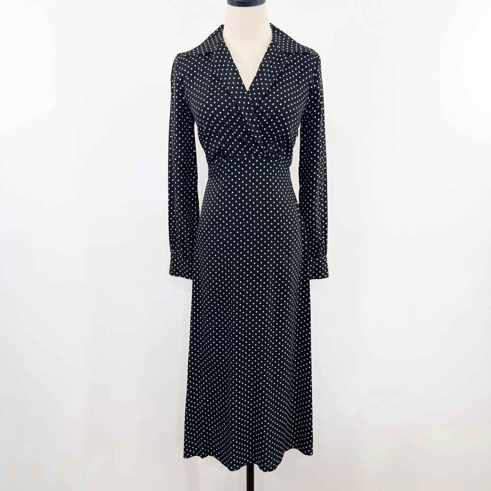 & Other Stories Black & White Polka Dot Midi Dress Work Church Preppy Size 0